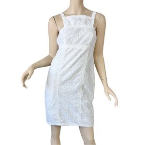 Max Studio Apron Dress White Lace Empire Waist Sleeveless Size Medium